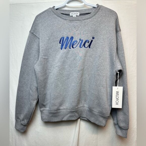 Wildfox Sweaters - Wildfox Size S Gray Merci Sweatshirt